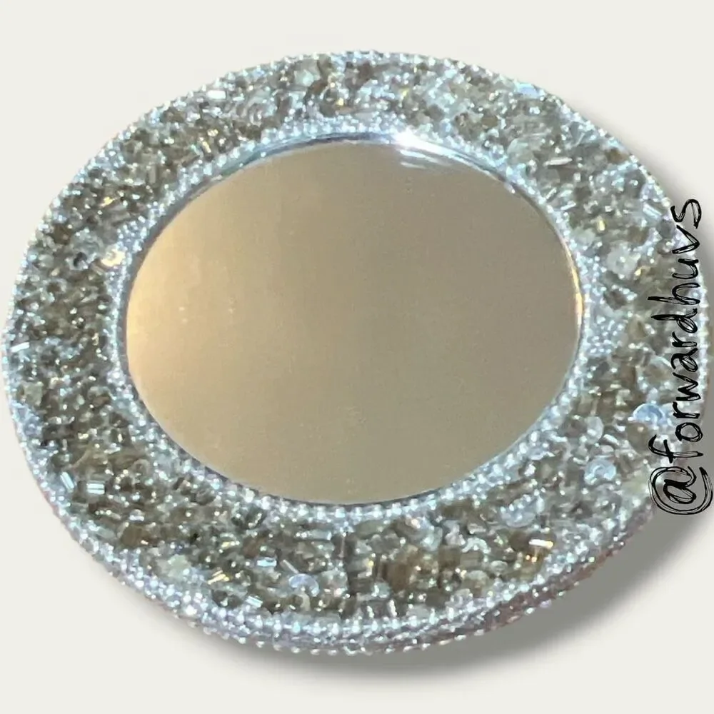 Beaded Sequins Mirror – Teardrop Gem Center with Radial Sunburst Design
